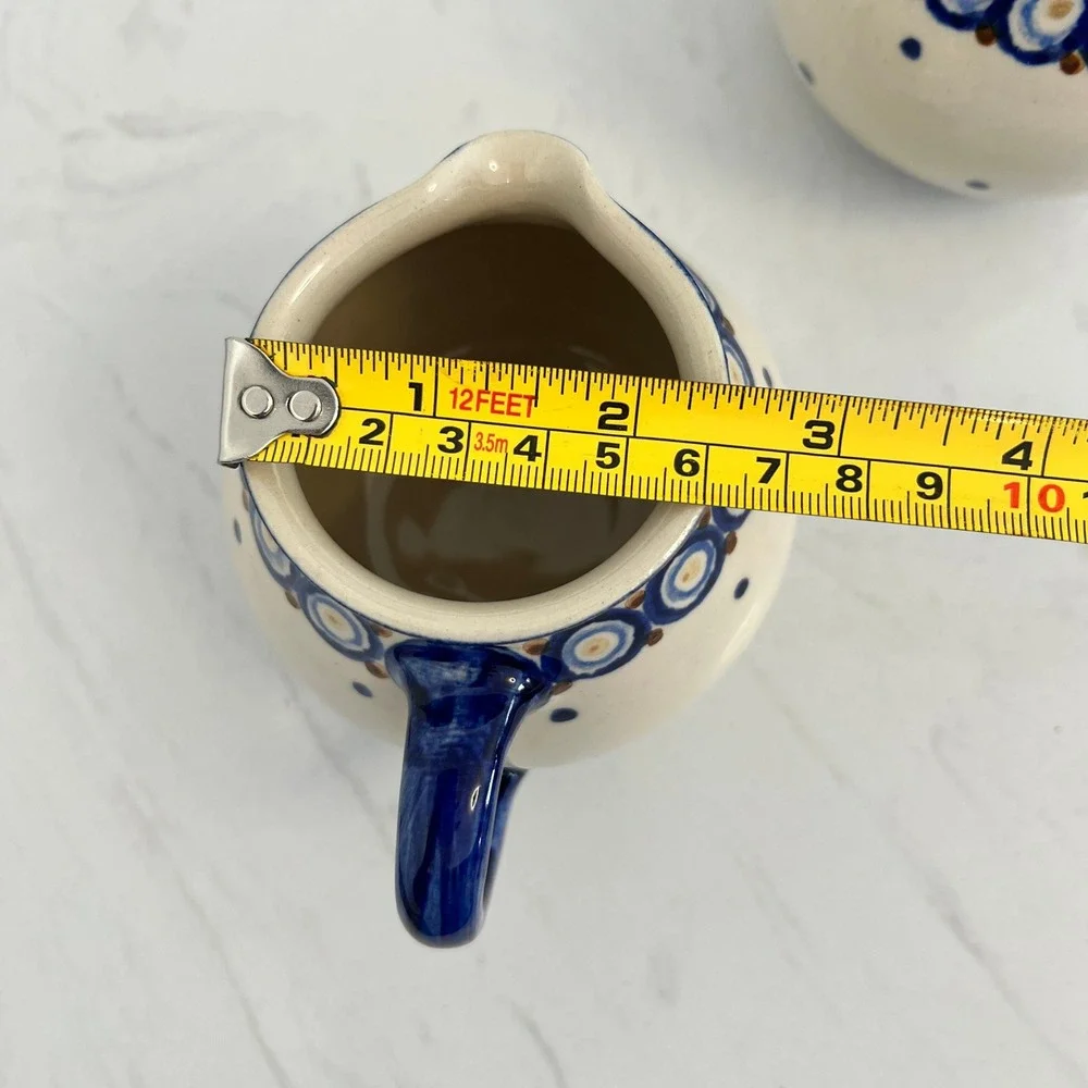 Vtg German‎ Pottery Creamer Pitcher Sugar Bowl Polish Pottery Style Hand Painted